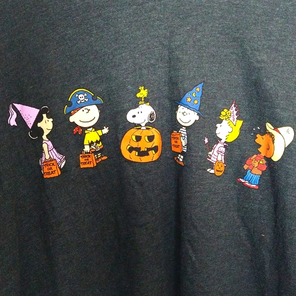 NWOT Peanuts Snoopy Charlie Brown Lucy Halloween Cropped Tee Shirt Size M - Picture 2 of 5